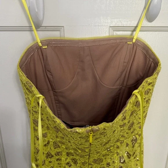 BCBGMaxAzria Yellow Lace Maxi Dress - Picture 3 of 5